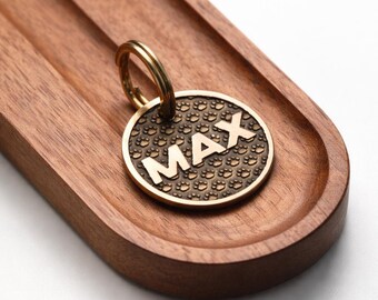 Personalized Brass Pet ID Tag, Engraved Dog Cat Tag, 25mm Dog Name Tag, Custom Dog Tag for Collar, Pet Gifts, Dog ID Tag with Phone Number