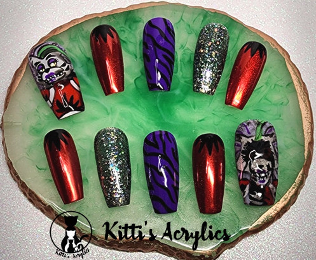 Pizza Party Roxy Wolf Inspired FNAF Custom Press on Nails - Etsy