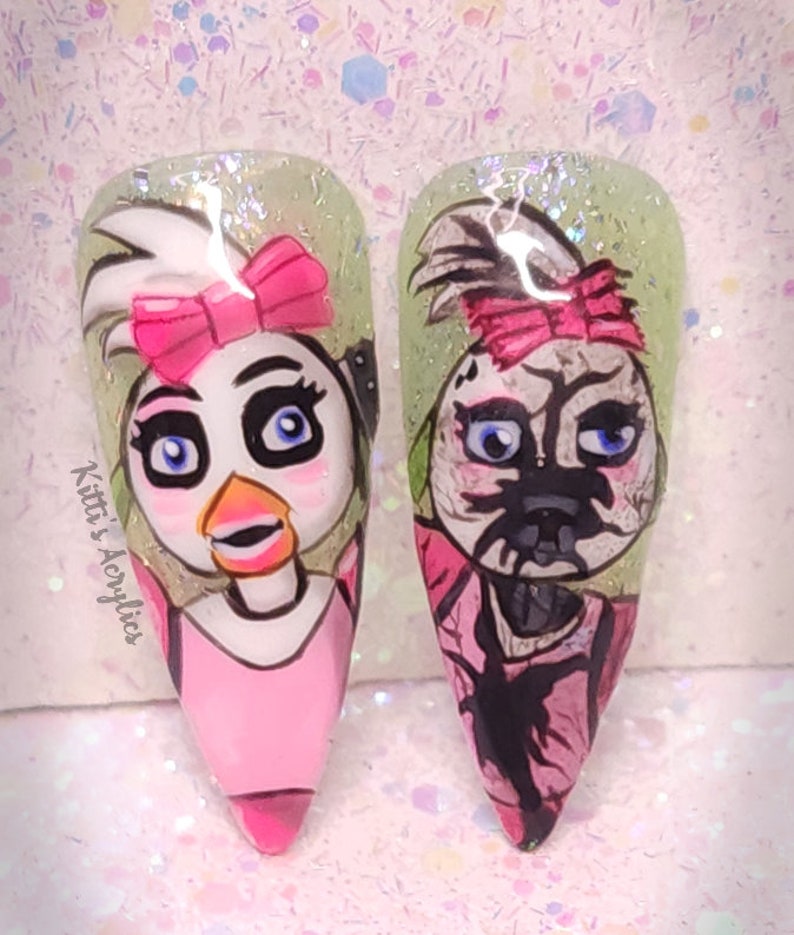 Pizza Party Glamrock Chica Inspired FNAF Custom Press on Nails - Etsy