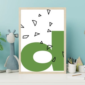 Cuadro infantil "ABC", cuadro del alfabeto, aprender ABC, cartel habitación infantil, cartel carta mural verde