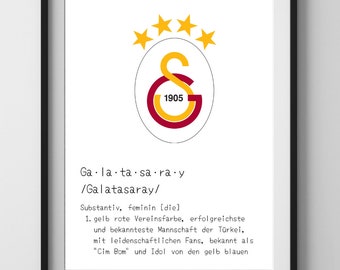 Fussball Poster Galatasaray Wandbild Geschenk Geschenkidee für Papa Freund