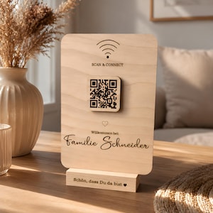 Gepersonaliseerd houten wifi-bord met QR-code | Wifi-bord scannen en verbinden | Wifi-toegang voor gasten | Cadeau voor een housewarming