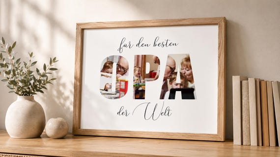 Geschenk für Opa personalisiert | Opa Poster mit Fotos | Fotocollage Opa | Geschenk von Enkeln | Digitales Erinnerungsgeschenk #189