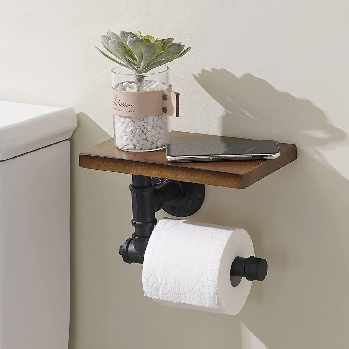 Toilet Paper Holder with Shelf for Bathroom Rustic Toilet Etsy