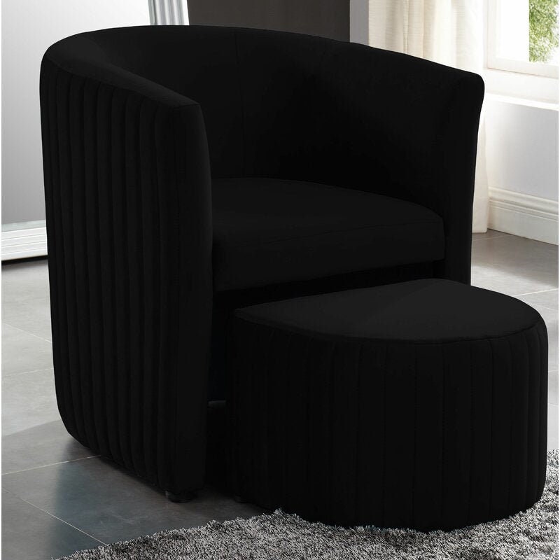 Black 27 45 Wide Tufted Barrel Chair And Ottoman Black 27 45 Wide Tufted Barrel Chair, Black Barrel Chair With Ottoman