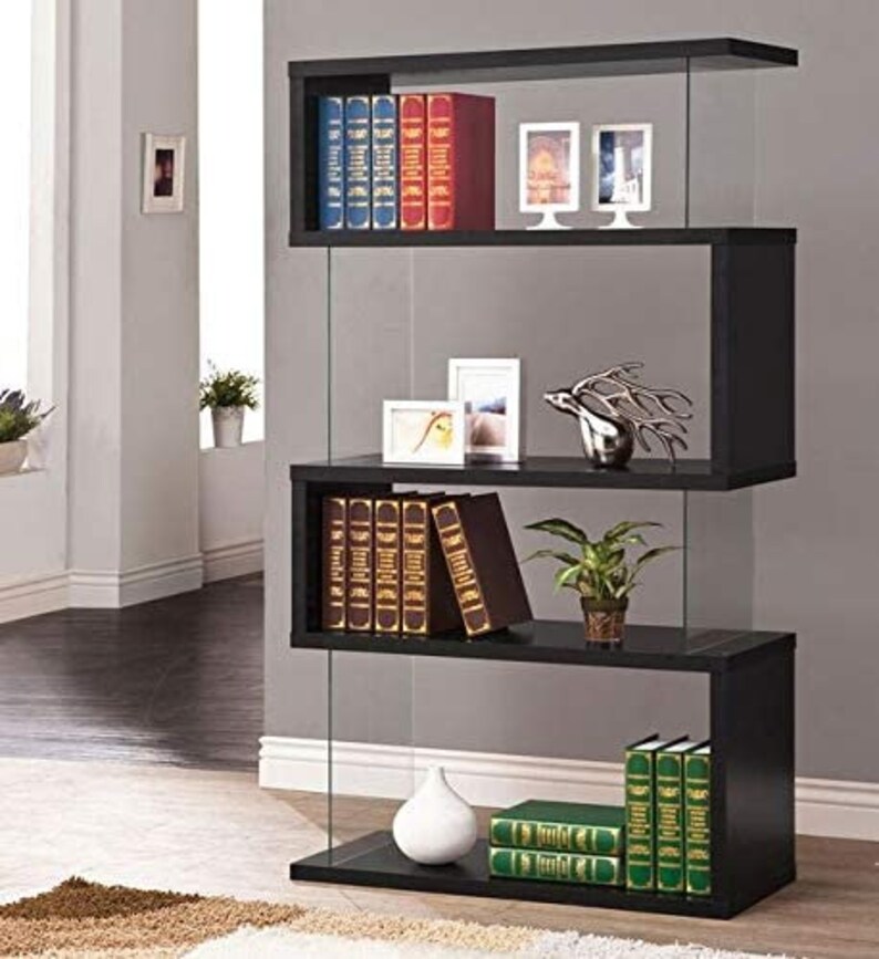 Asymmetrical Snaking Bookcase Black and Clear | Etsy