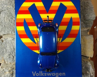 Volkswagen Baja Beetle 1/18 Diecast Model Car - Suporte de parede pintado à mão