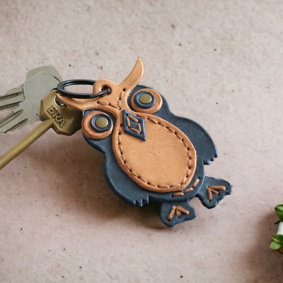 Handmade Leather Owl Keyring Leather Keychain Leather Key Fob Custom Keyring Leather Key Holder Key Chain Women Gift Keyring Men Gift Etsy