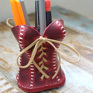 Leather Desk Pen Holder, Pen Pot, Desk Organizer Bag ,Pencil Pen Holder, Brush Holder, multi-functional home decor leather
