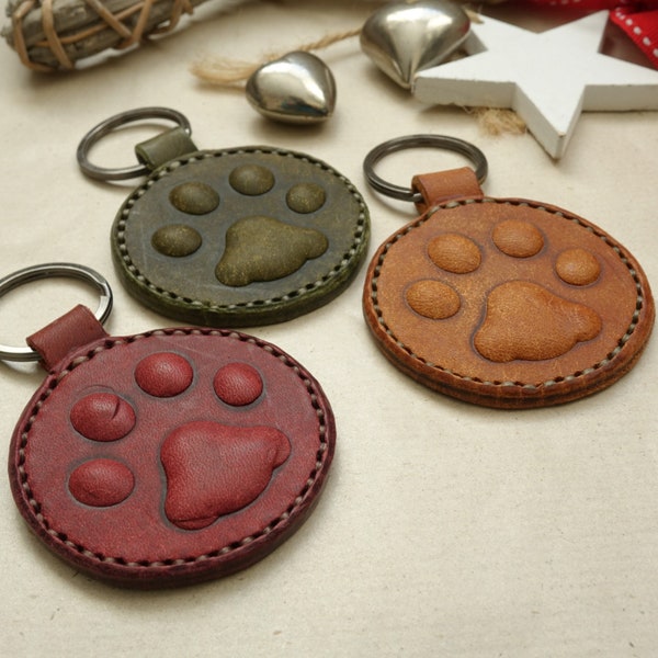 Handmade Leather Dog Paw Keychain, keychain dog paw, Bag Charms, Custom Dog Owner Gift Ideas, Leather Paw Print Keyring, Gift for Dog Lover