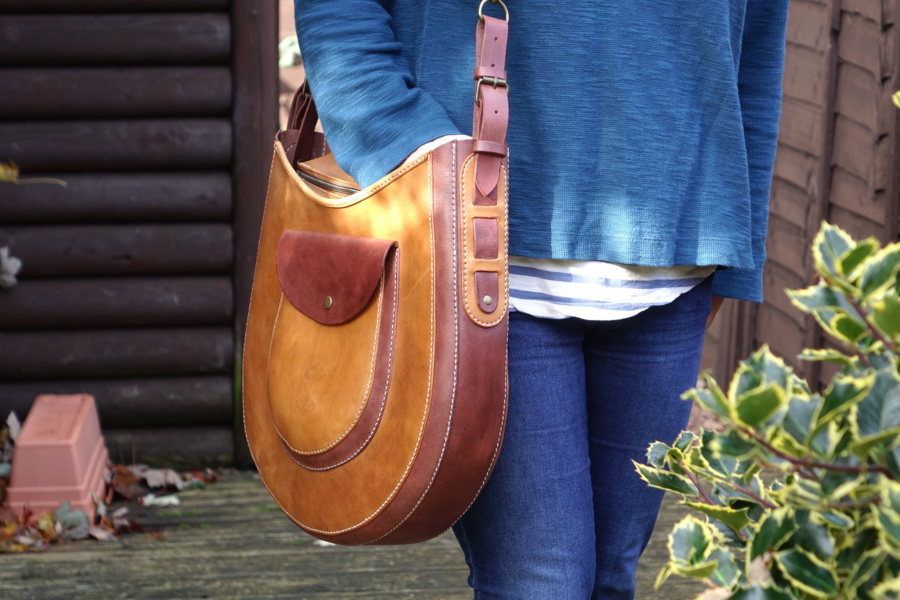 Handmade Leather Hobo Bag Minimalist Leather Tote Bag Casual Etsy
