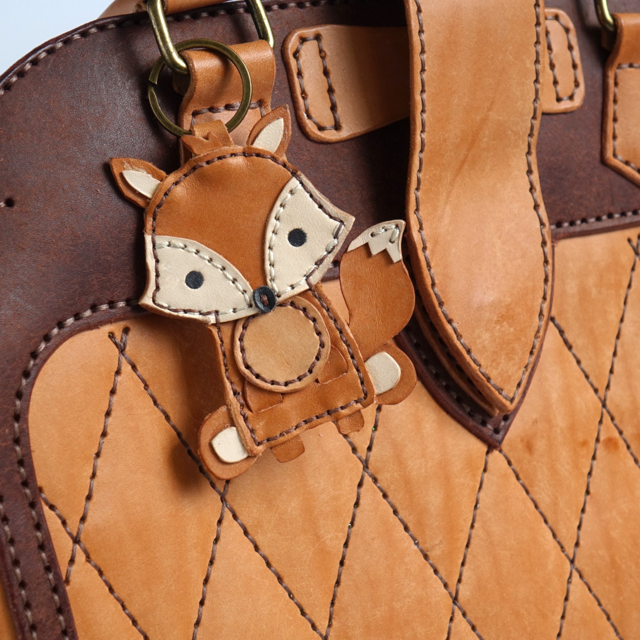 Handmade Fox Leather Bag Charm, Animal Key Charm,unique Handbag
