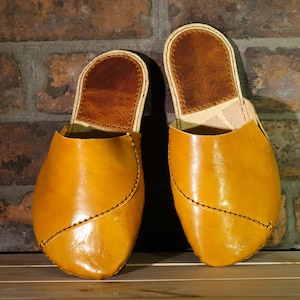 Pantofole in pelle - Pelle di alta qualità - Fatto a mano - Suole in gomma
