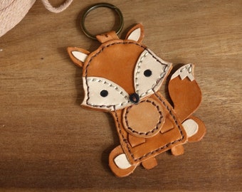 Handmade Fox Leather Bag Charm, Animal Key Charm,unique Handbag