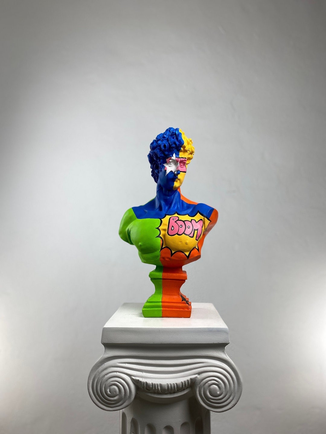 Large David Sculpture Statue David Bust Statue Pop Art Etsy
