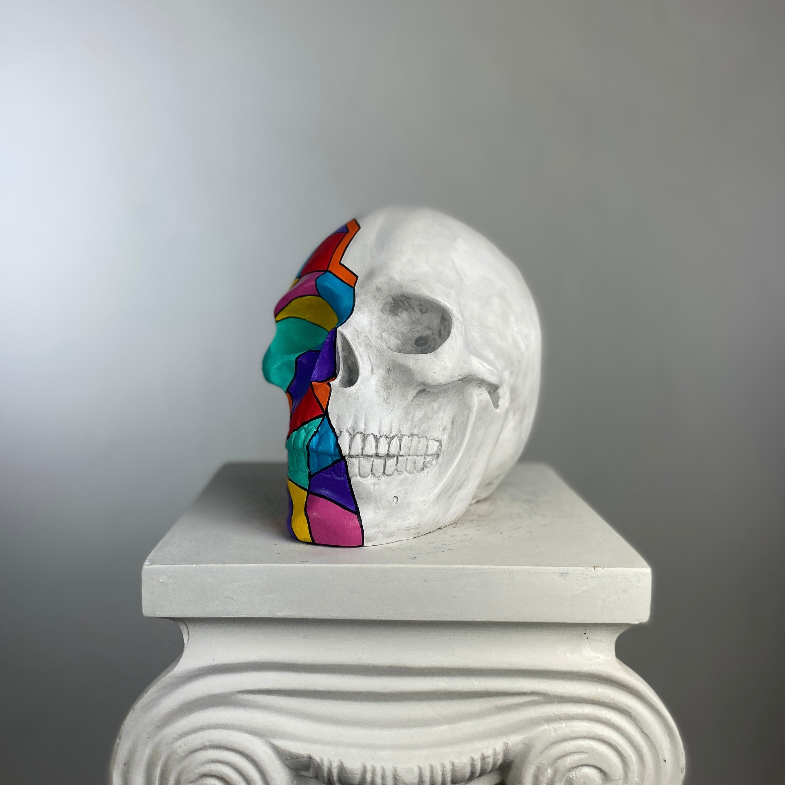 Large Skull Decor, Cubic Art, Pop Art Sculpture, Modern