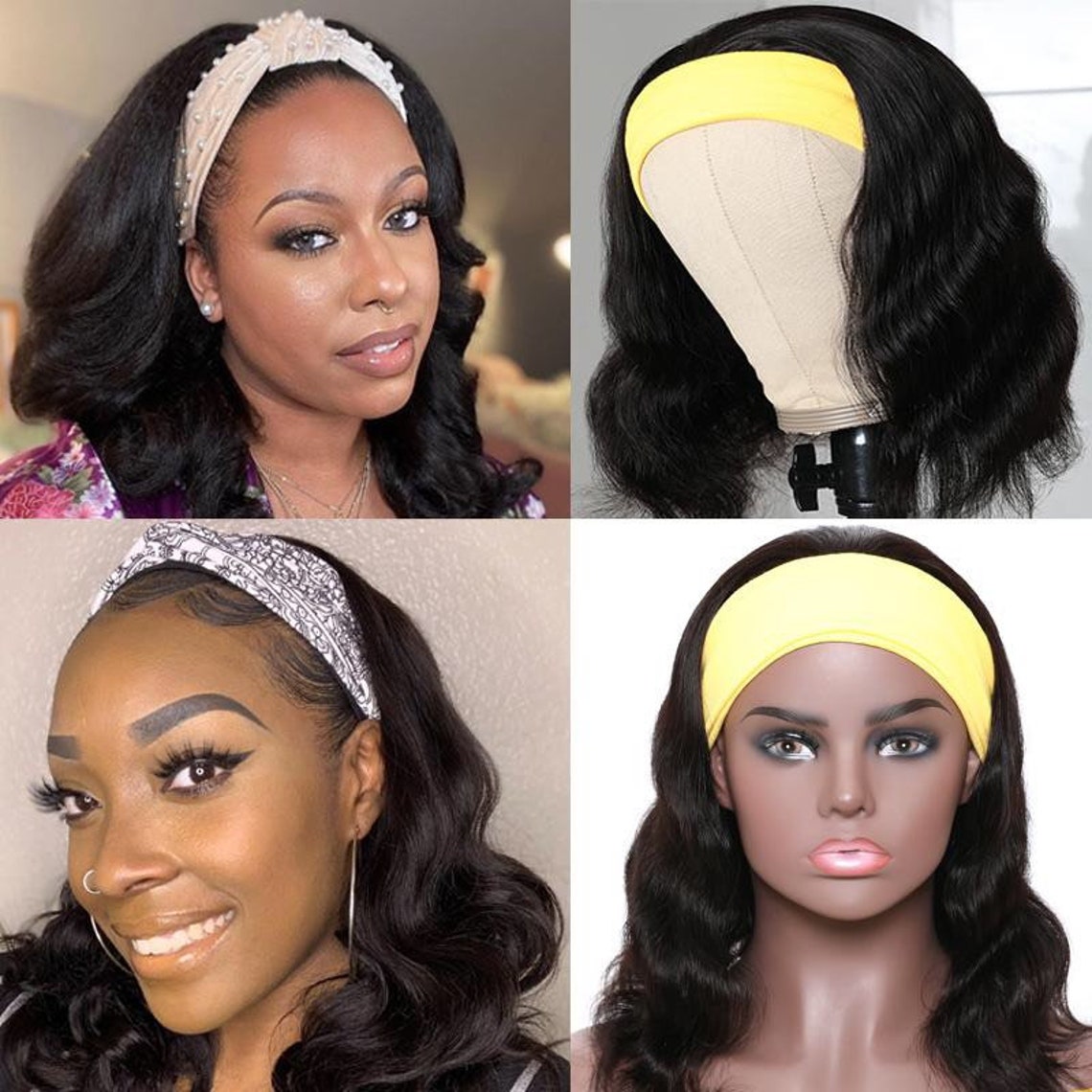 Body Wave Headband Wigs Brazilian Glueless Human Hair Wigs Etsy