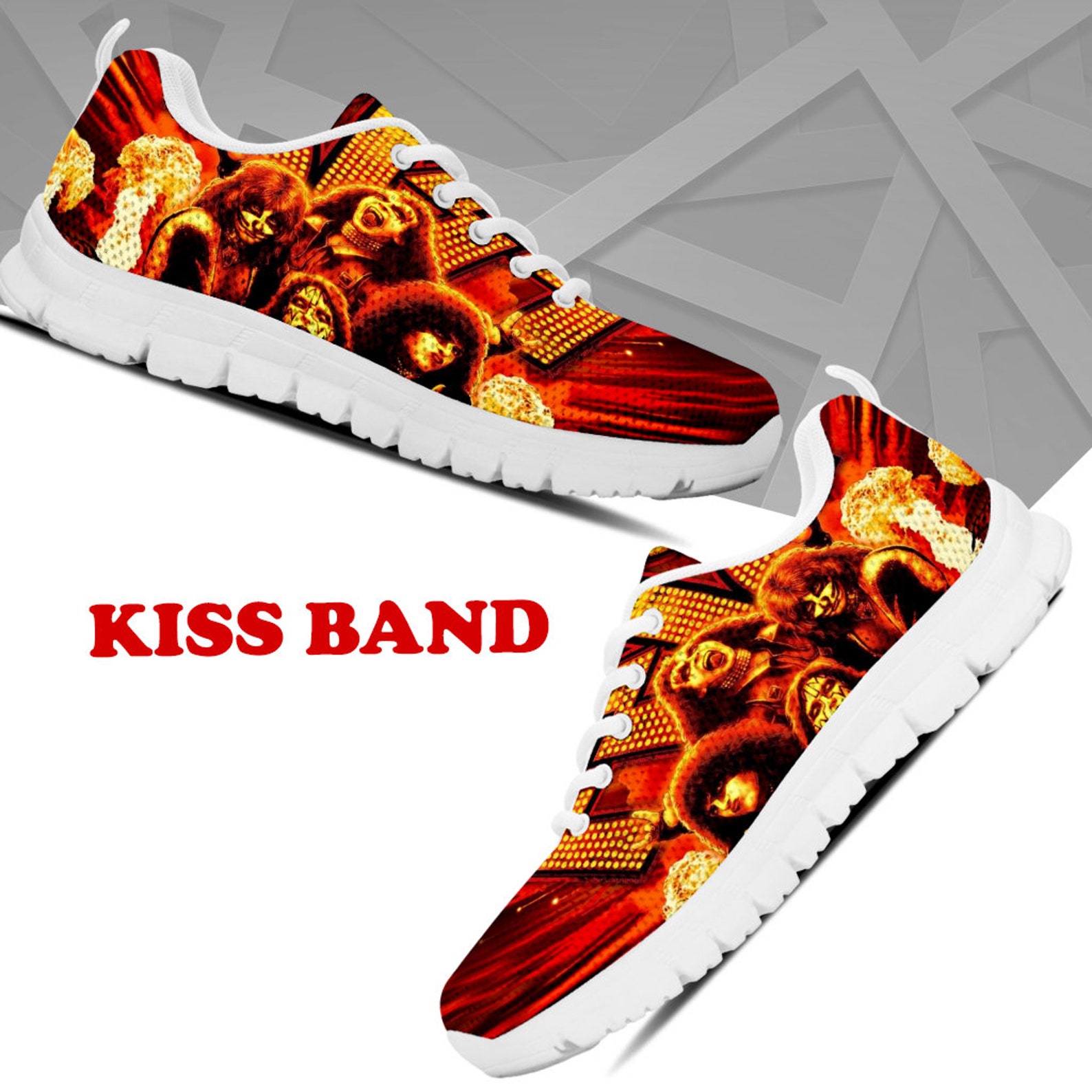 Kiss Band Custom Sneakers Rock Band Fashion Sneakers Kiss Etsy