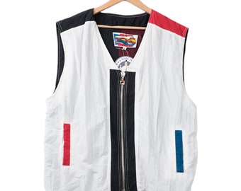 90s Fila Vest Wit Navy, rood