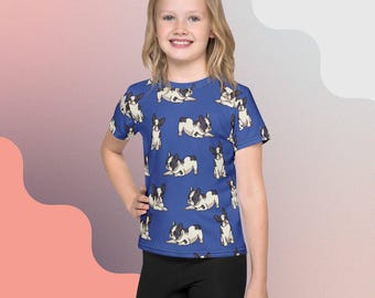 Camiseta infantil de bulldog francés azul / Camiseta con estampado de bulldog francés para niñas y niños / Regalo de bulldog francés / Camiseta infantil para amantes de los perros / Camiseta infantil de bulldog francés