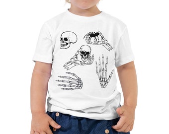Halloween Skulls Spiders and Hands Toddler Short Sleeve Tee
