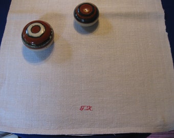 2 Farmer's Linen Towels Table Runner Double Sets Vintage