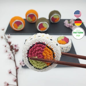 California Roll und Maki Sushi Set – Crochet Pattern for Play Kitchen und Pretend Store – PDF Download in English & German