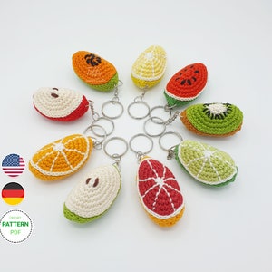 Fruit slices keychain crochet pattern (EN&DE) PDF file Instant download