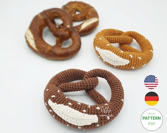 Pretzel for shop accessories, play kitchen crochet instructions (EN&DE) PDF file Instant download