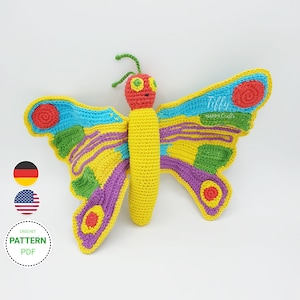 Butterfly – Crochet Pattern PDF in English & German | Amigurumi Insect | Life Cycle Toy