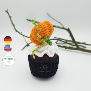 Halloween Pumpkin Cupcake Crochet Pattern (EN&DE) PDF File | Instant Download
