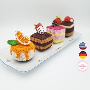 Set of 4 Sweet Cakes | Crochet Pattern (EN & DE) PDF File | Instant Download