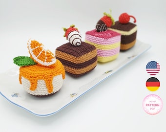 Set-Sweet Cakes 4 Types | Crochet pattern (EN&DE) PDF file | Instant download