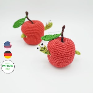 Der süße Wurm im Apfel Häkelanleitung (EN&DE) PDF-Datei | Sofort Download
