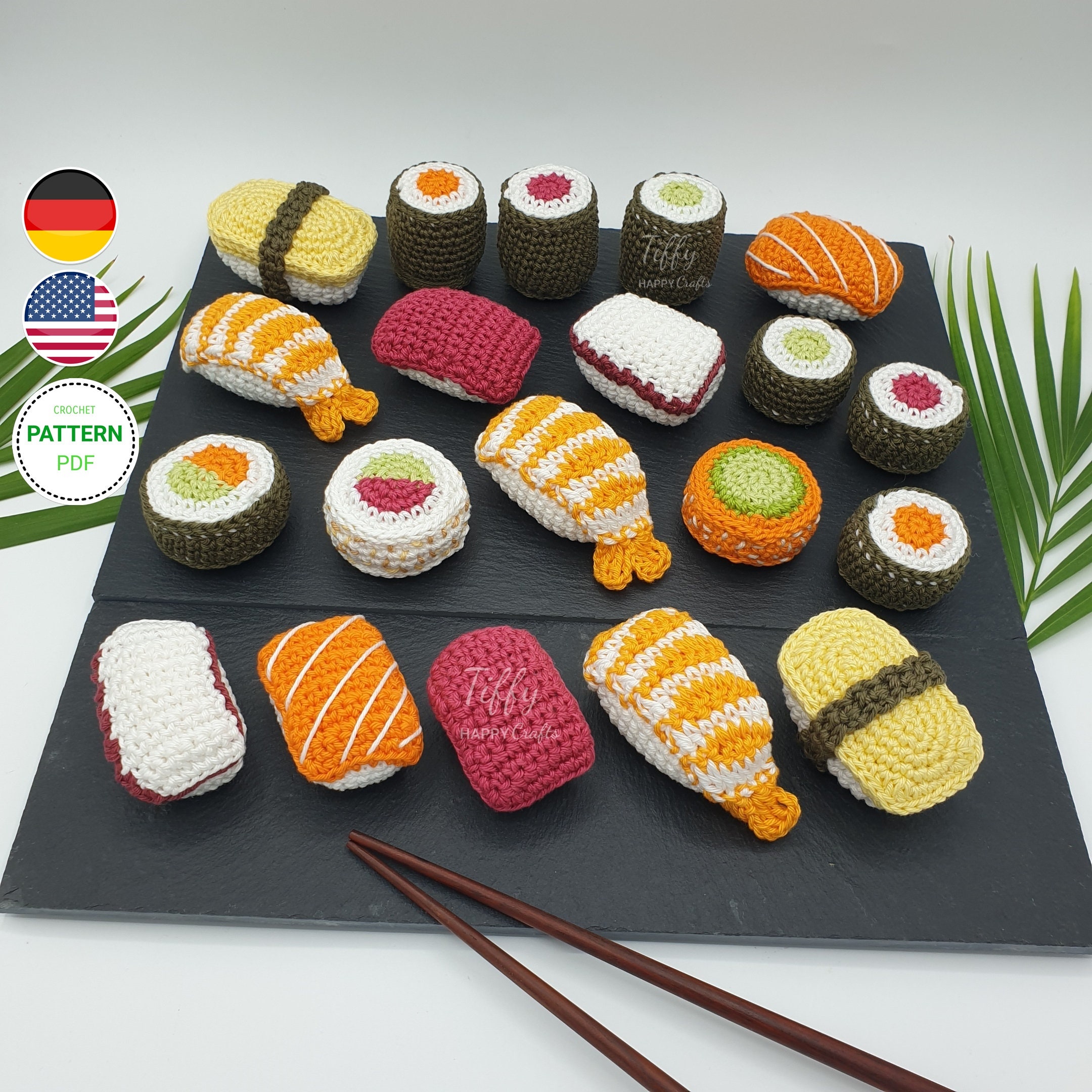 Small Sushi Set – Crochet Pattern for Play Kitchen & Market Stall