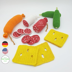 Set-Small breakfast for children's kitchen-shop accessories crochet pattern (EN&DE) PDF file | Instant download