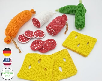 Set-Small breakfast for children's kitchen-shop accessories crochet pattern (EN&DE) PDF file | Instant download