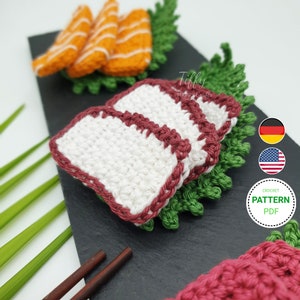 Sashimi Sushi – Crochet Pattern for Play Kitchen & Market Stall – PDF Download in English and German