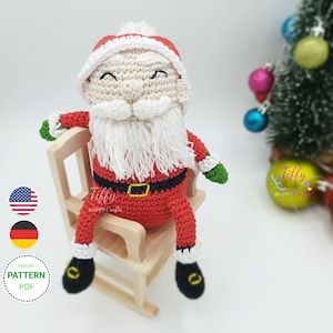 Patron de crochet « Le petit Père Noël cool » (anglais et allemand) (PDF) | Téléchargement instantané