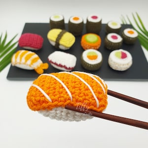 Kleines Sushi-Set für Kinderküche-Kaufladen Zubehör Häkelanleitung EN&DE PDF-Datei Sofort Download Bild 5