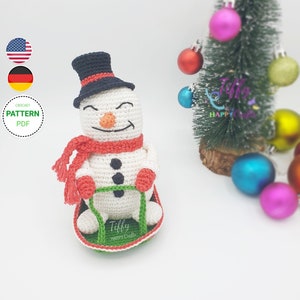 The Happy Snowman with Sleigh Crochet Pattern (EN&DE) PDF File | Instant Download