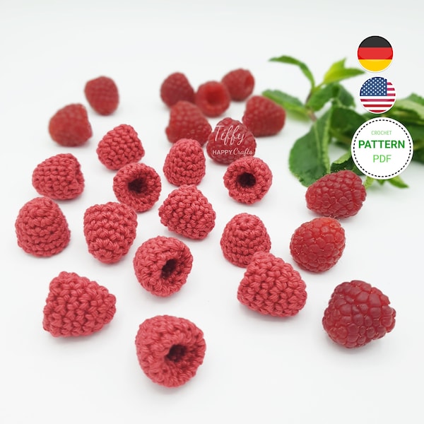 The adorable raspberry in 2 sizes crochet pattern (EN&DE) PDF file Instant download