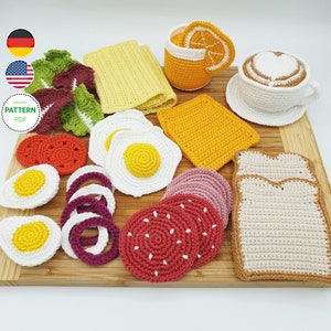 Set-Large Breakfast for Shop Accessories | Children's kitchen crochet pattern (EN&DE) PDF file | Instant download