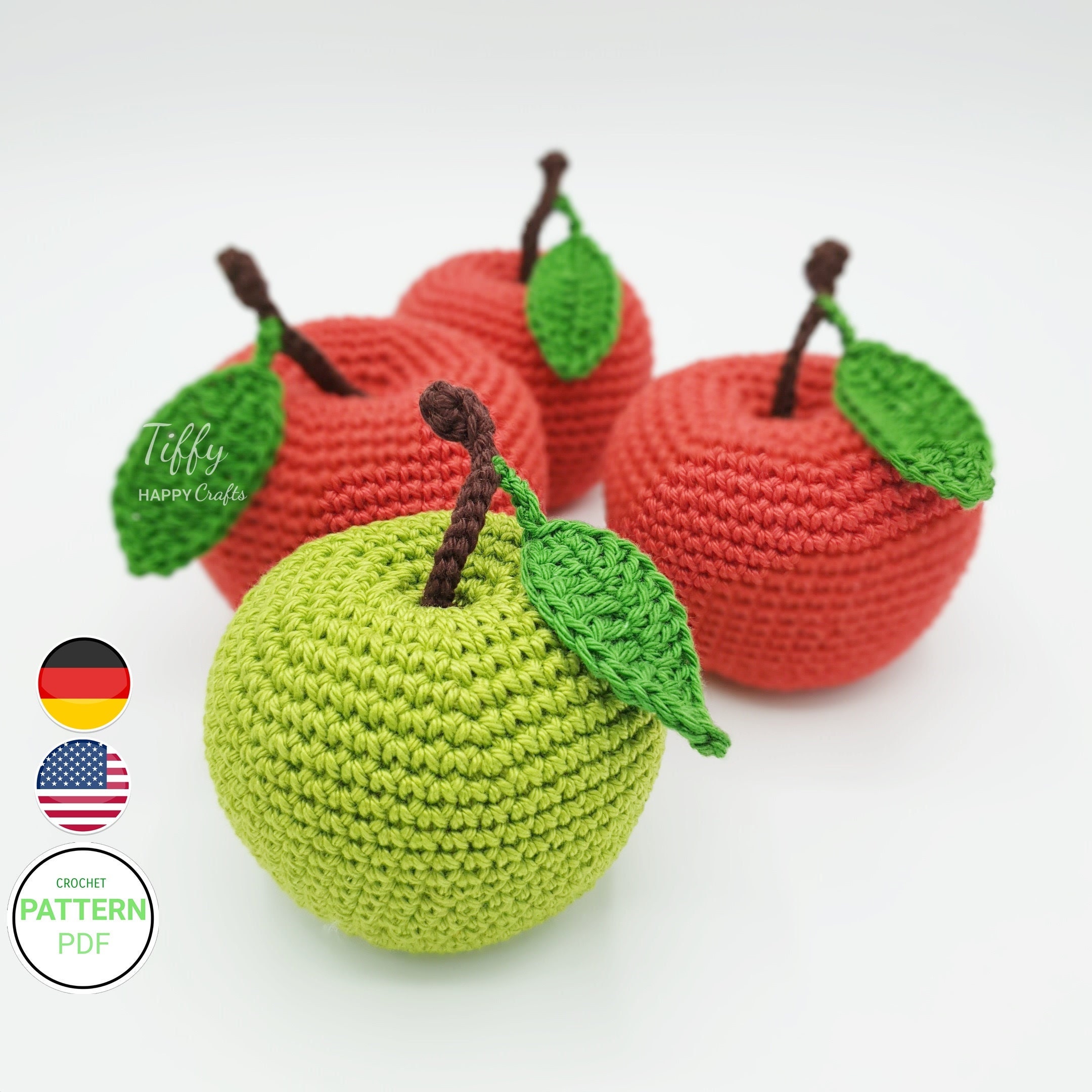 Crochet Apple PATTERN, Crochet Fruit Pattern, Plush Pattern, Cute Crochet  Pattern, Easy Crochet Pattern 