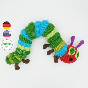 Little Colorful Caterpillar – Crochet Pattern PDF in English & German | Amigurumi Toy | DIY Kids Room Decor