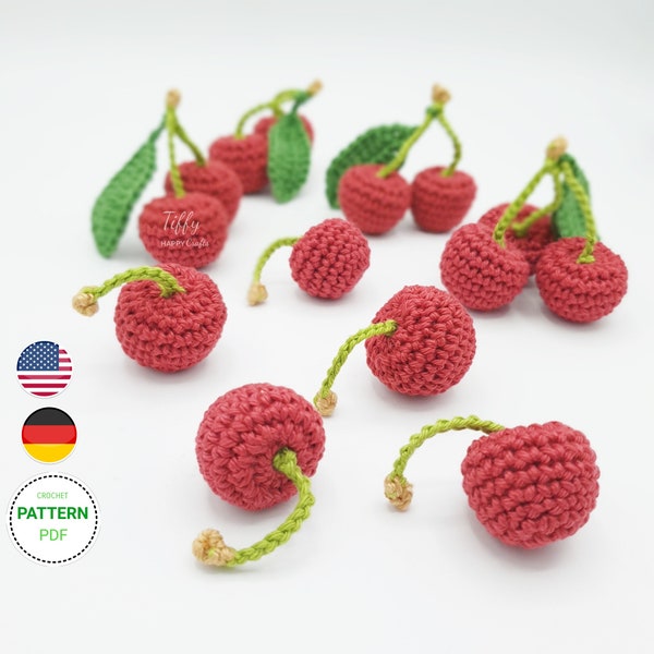 The adorable cherry | Bunch of cherries crochet pattern (EN&DE) PDF file | Instant download