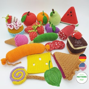 Set-The Gluttonous Caterpillar Nutrition Complete What the Gluttonous Caterpillar has eaten Crochet pattern EN&DE PDF file Instant download image 1