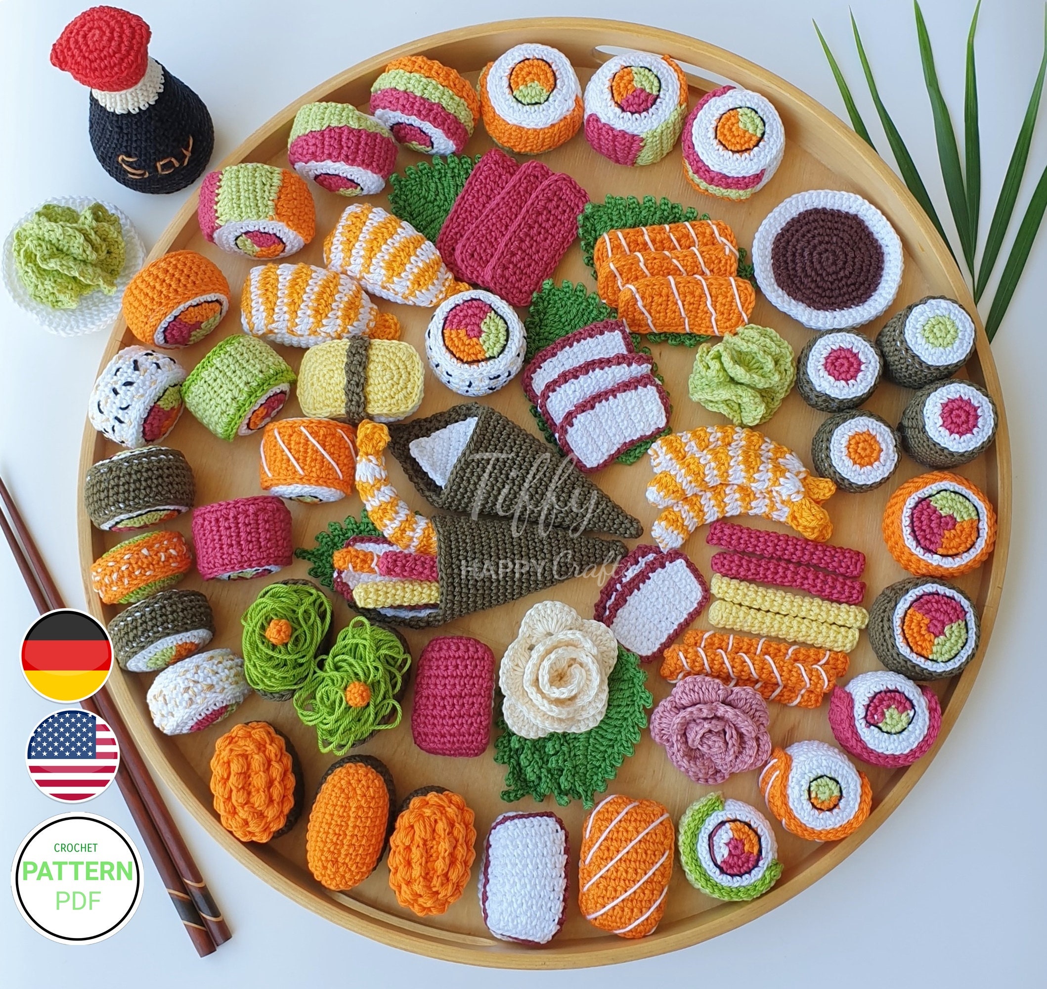 Sushi Mega Set Crochet Pattern for Play Kitchen, Play Store