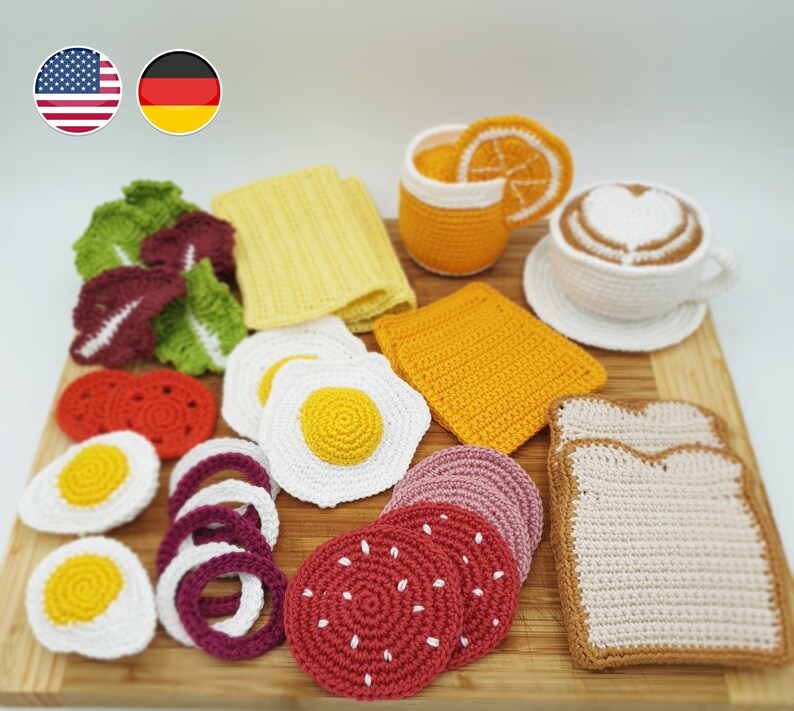 Play Food Big Breakfast Set Crochet Play Food Pattern PDF Etsy