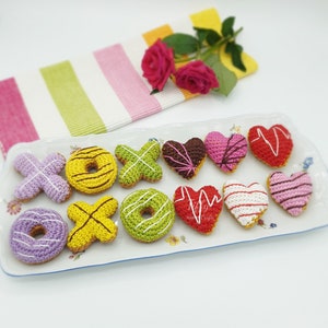 Valentine's Day Mini Donuts X, O and Heart Shape Crochet pattern EN&DE PDF file Instant download image 8